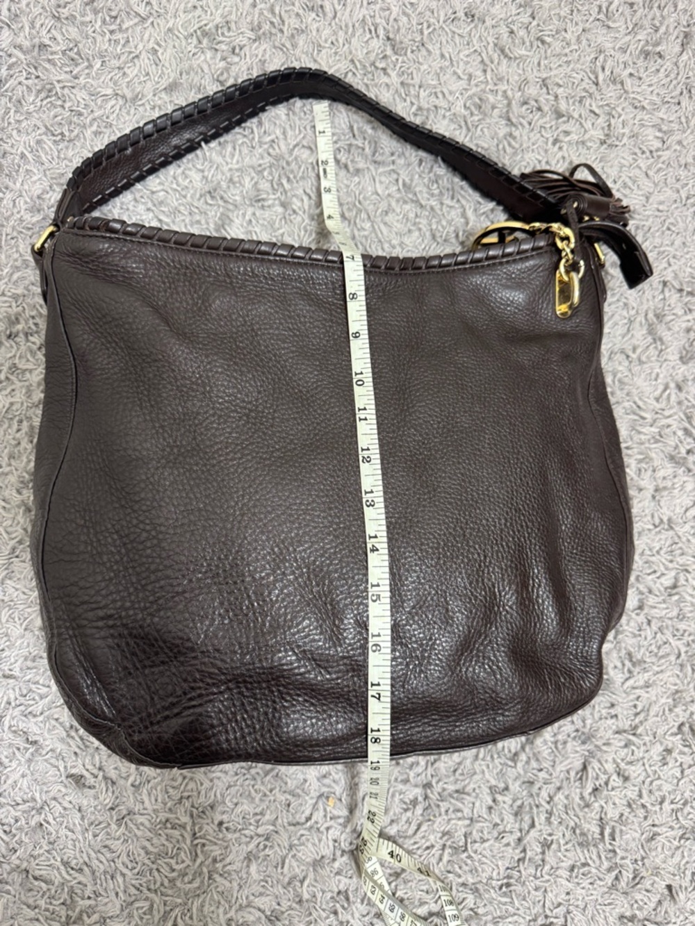 Michael Kors Black Pebbled Leather Hobo with Gold MK Charm - Picture 6 of 8